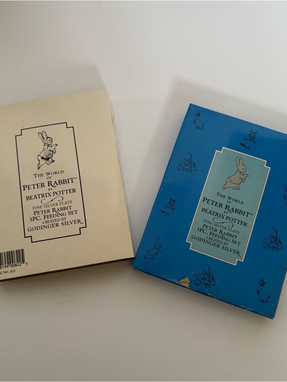 Godinger Beatrix Potter Peter Rabbit 3 Piece Silver Plated Feeding Set Fork Spoo